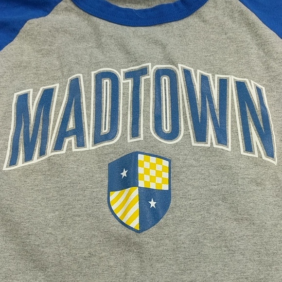 Retro Champion 3/4 Sleeve Ringer Unisex Graphic Tee Madtown Little Lords Size Lg - Picture 2 of 7